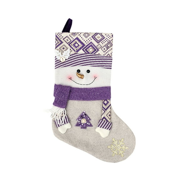 Christmas Stocking, Christmas Decoration, Velvet Ball Christmas Stocking with Rope Embellishment, Purple Polyester Christmas Gift Bag for Kids