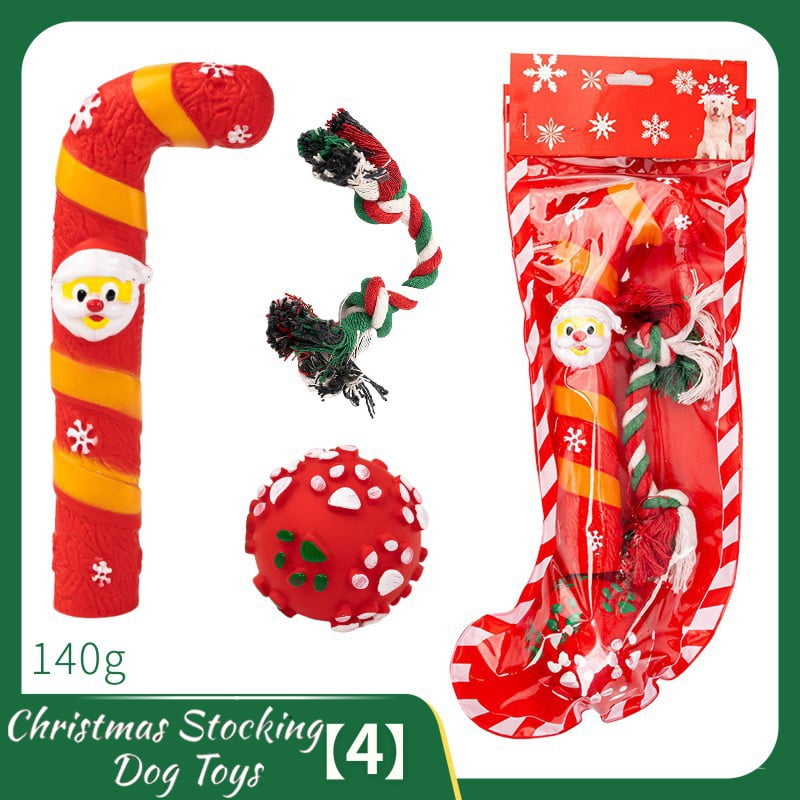 Christmas Stocking Dog Toys, Xmas Squeaky Dog Toys, Dogs Chew Toys Set, Pet Supplies for Interactive Small Medium Large Dogs Christmas Decorations