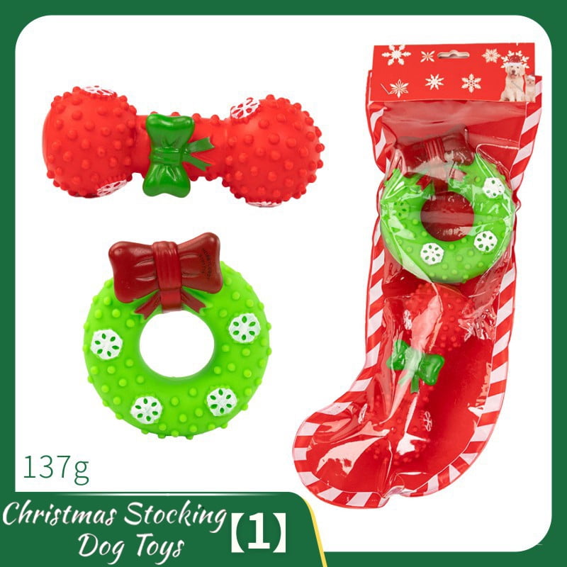 Christmas Stocking Dog Toys, Xmas Squeaky Dog Toys, Dogs Chew Toys Set, Pet Supplies for Interactive Small Medium Large Dogs Christmas Decorations