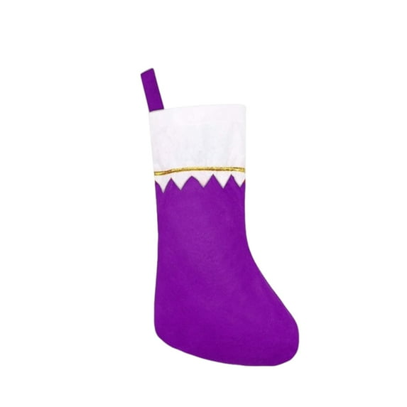 Christmas Stocking,Felt Christmas Stockings,9''x14'' Red and White Christmas Stocking Hanging Ornaments with Gold Trim,for Family Christmas Holiday Decorations DIY Craft Large Xmas Stocking(Purple)