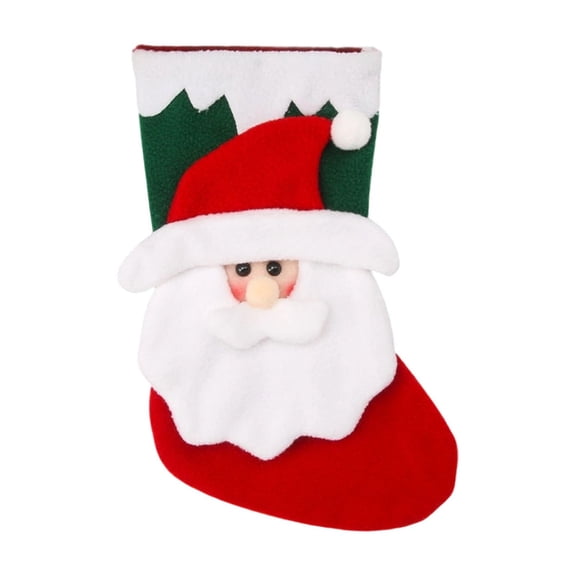 Christmas Stocking Gift Bag - 12.2 in Santa Claus Candy Stocking for Kids, Toys, Treats or Holiday Gift Giving, Christmas Decorations
