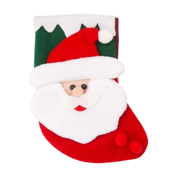 Christmas Stocking Gift Bag - 7.7 in Santa Claus Candy Stocking for Kids’ Treats, Small Toys or Holiday Decorations