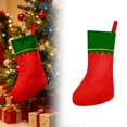 thumbnail image 1 of Christmas Stocking Green Cuff Gold Trim DIY Personalized Blank Gift Holder 14.17in Mantel Decor, 1 of 3
