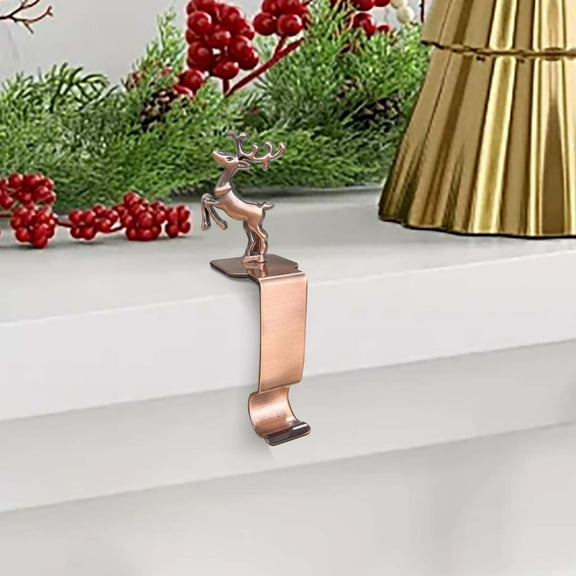 Christmas Stocking Hanger Hook with Adhesive Pad, Reusable Decorative Hook for Mantel and Wall, Versatile Holder for Small Wreaths and Holiday Ornaments(A)