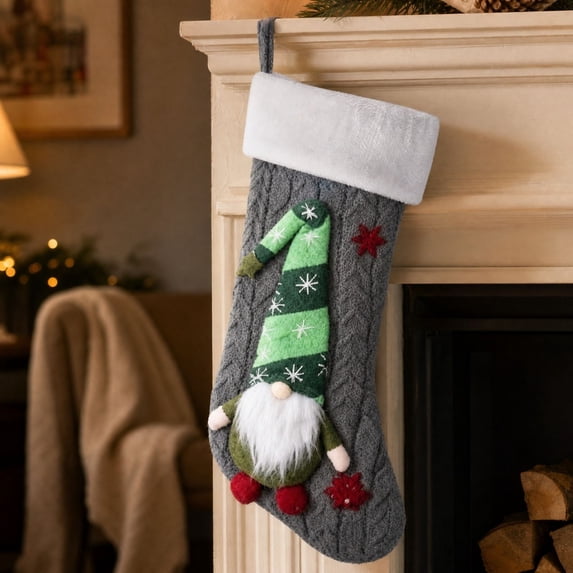 Christmas Stocking Hanging Ornament Soft Fabric for Family Holiday Fireplace Mantel Doorway Branch Tree Wall Christmas Party Decorations by MPOISVA