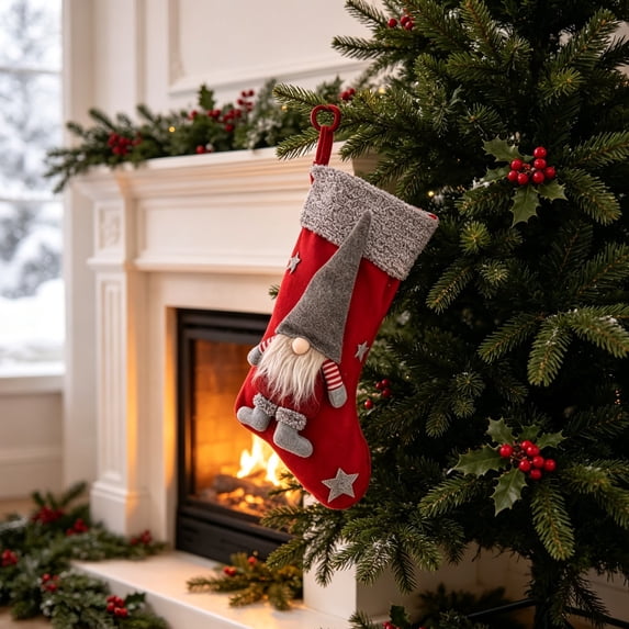 Christmas Stocking Hanging Ornament for Tree, Holiday Candy Sock Decoration