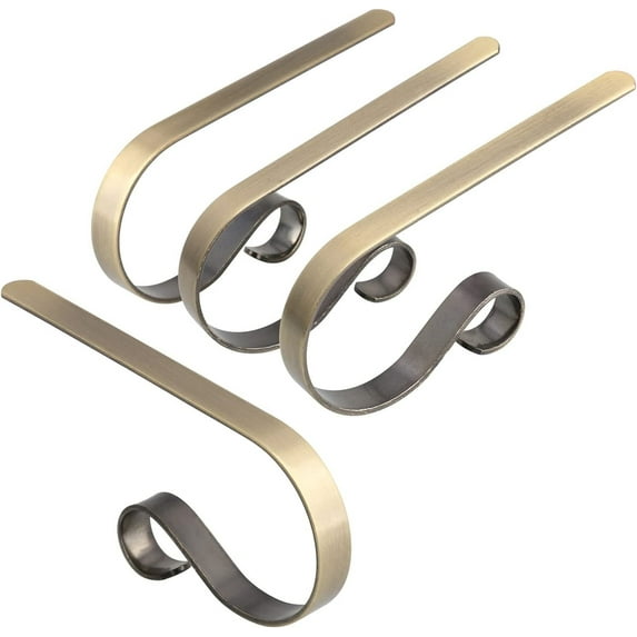 Christmas Stocking Holder,4 Pieces Metal Mantel Stockings Hangers Christmas Ornament Hooks for Mantle Staircase Christmas Stockings Christmas Stocking Clips for Christmas Party Decoration(Bronze)