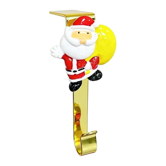 Christmas Stocking Holder for Mantel - Santa Claus Decorative Hook, Heavy Duty Fireplace Hanger with Gold Alloy & Anti-Slip Silicone Pad for Wall & Door Decor