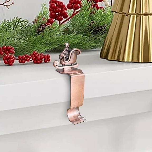 Christmas Stocking Holders,4PC Stocking Holders for Christmas Decorations,2 in 1 Mantle Garland Holder for Hanging Christmas Stockings,No Drilling Required & Adjustable Garland Hanger, Metal(G)
