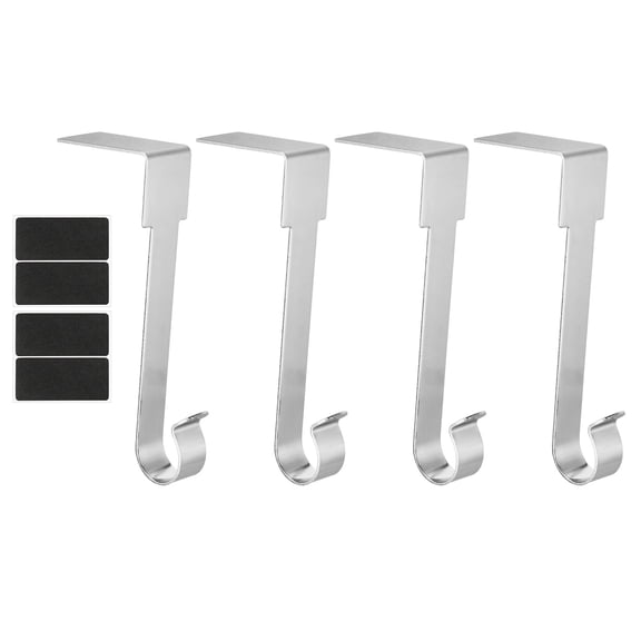 Christmas Stocking Holders, 4pcs Stocking Holder Stand Metal Reusable Right Angle Fireplace Decorations, Silver