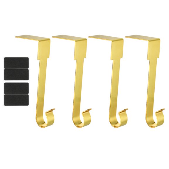 Christmas Stocking Holders, 4pcs Stocking Holder Stand Metal Reusable Right Angle for Fireplace Decoration, Gold