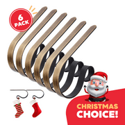 Christmas Stocking Holders for Mantle, Bronze - Set of 6, Lightweight Xmas Stocking Holder No-slip Stocking Hangers for Mantel Fireplace, Adjustable Mantel Stocking X-mas Hooks