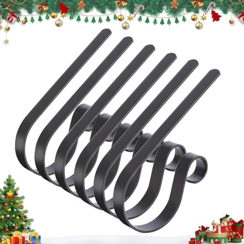 Christmas Stocking Holders for Mantle Set 6,Protective Pads Christmas Stocking Holders for Fireplace Mantle,Multi-uses Stocking Hooks for Mantle,Mantel Stocking Holders Clip for Xmas Party Decoration