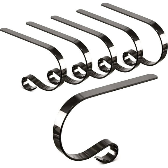 Christmas Stocking Holders for Mantle Set of 6,Stocking Hangers for Mantel,Fireplace,Christmas Decorations,Mantel Stocking Hooks Clip for Xmas Party Decor - Gray