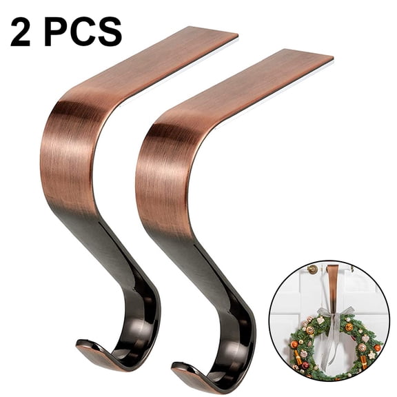 Christmas Stocking Holders for Mantle,Upgrade Non-Slip Fireplace Stocking Holder,Lightweight Metal Stocking Hangers for Mantle,Stocking Hooks for Christmas Party Decoration,Red bronze