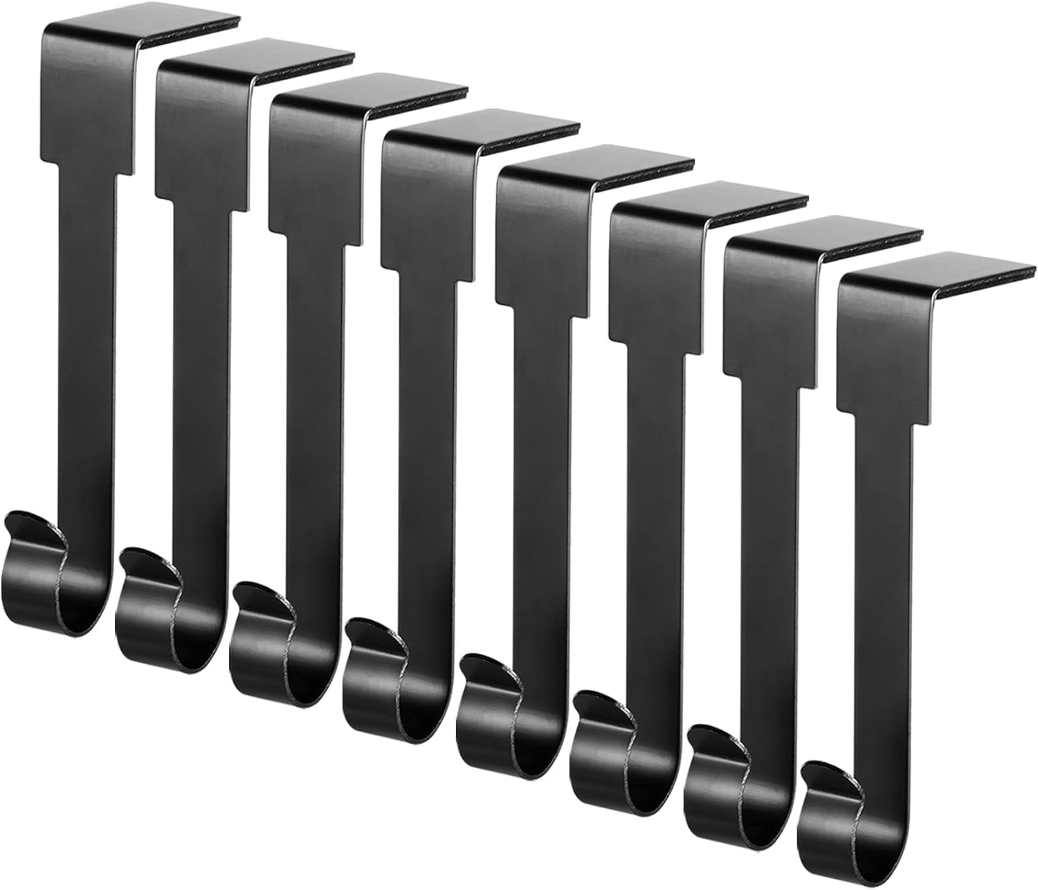 Black Metal Non-Slip Christmas Stocking Hooks Set of 8