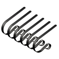 Christmas Stocking Holders Metal Mantel Stocking Hangers Adjustable Hanging Grip Stockings Clip Set (6,Black)