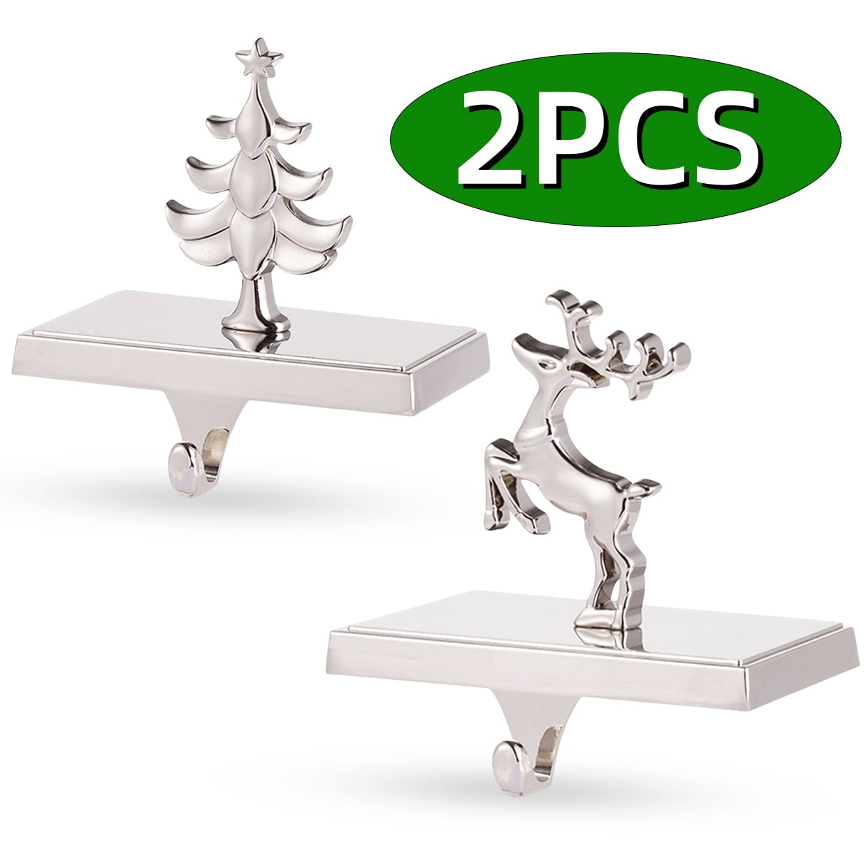 4-Pack Weighted Christmas Stocking Holders - Sturdy Metal Hooks For Fireplace, Tables & Shelves