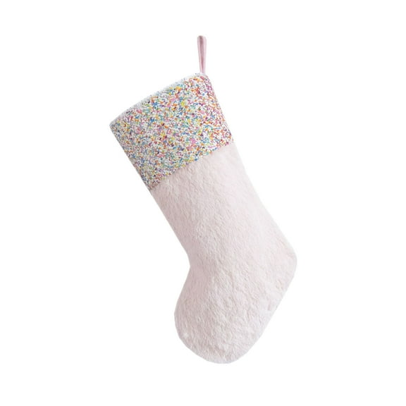 Christmas Stocking, Holiday Decoration, Velvet Beaded Christmas Tree Stocking with Pentagram Pattern, 18.9 Inch Large Cloth Stocking for Fireplace Mantel and Home Decor