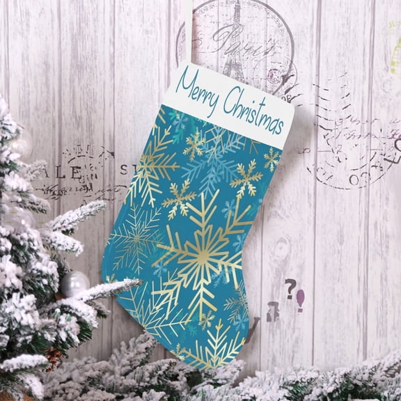 Christmas Stocking - Holiday Stockings - Gold Snowflakes