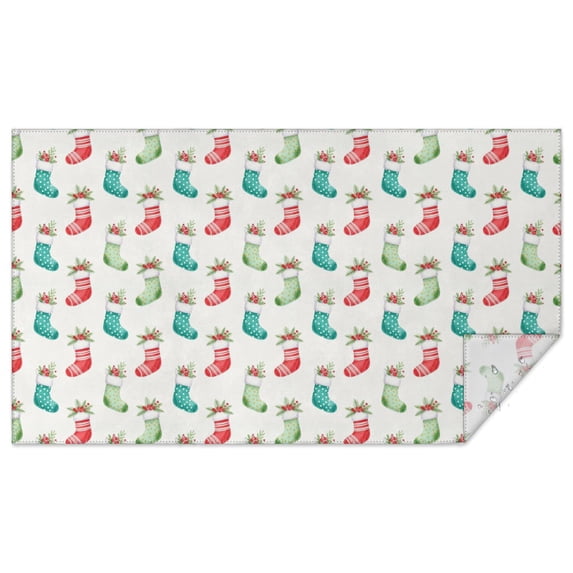 Christmas Stocking Holly White Pattern Rectangular Tablecloth 60x102 ...