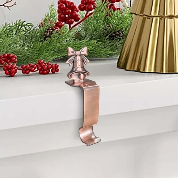 Christmas Stocking Hook – Reusable Mantle Hanger with Silicone Pad for Fireplace & Shelf, Festive Holiday Decor(E)