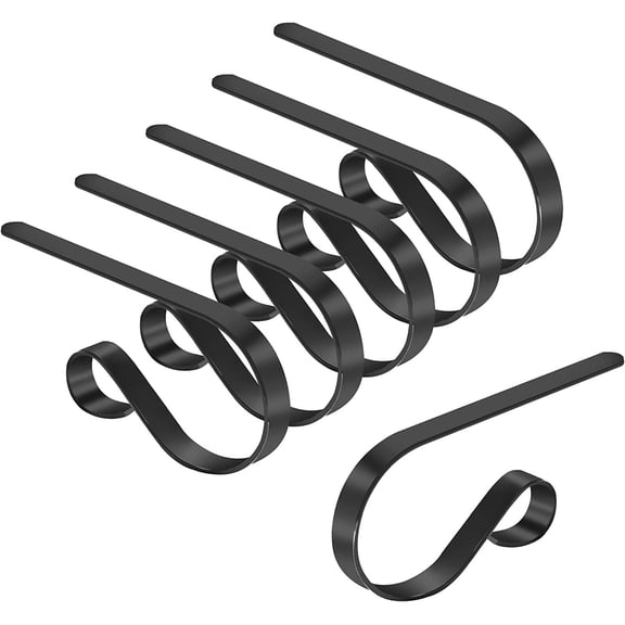 Christmas Stocking Hooks for Fireplace,4 Pack Silver Metal Christmas Stocking Holders for Mantel, Xmas Stocking Hangers Clips for Christmas Tree Table Fireplace Hanging Decoration Ornaments(Black)