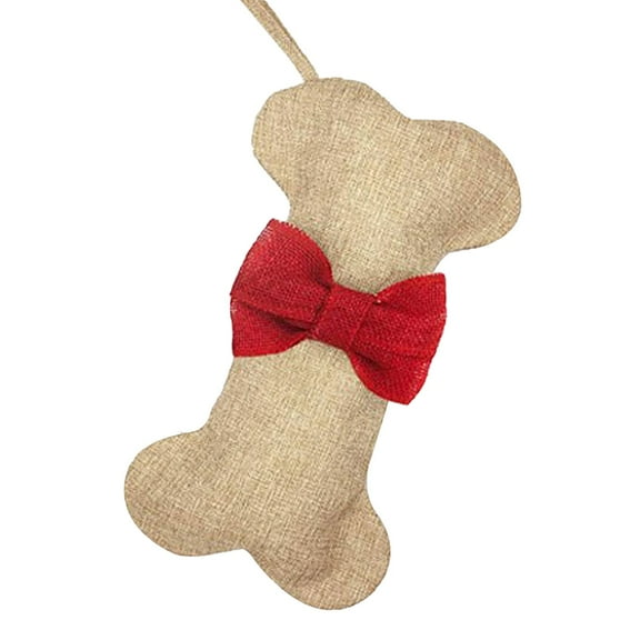 Christmas Stocking Jute Dog Bone Fish Christmas Decoration Christmas Stocking Gift Bag/ Christmas stocking jute dog bone fish shape Christmas decoration red