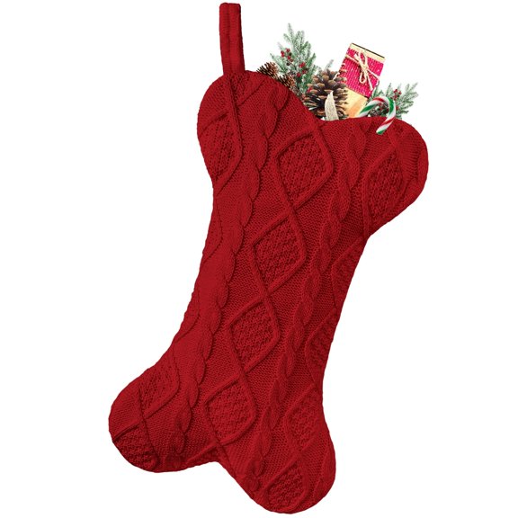 Christmas Stocking, Knit Christmas Stocking for Dogs, Bone Shape Dog Stocking Christmas Large Pet Stockings Hanging Dog Christmas Stocking for Dogs Cats Pets