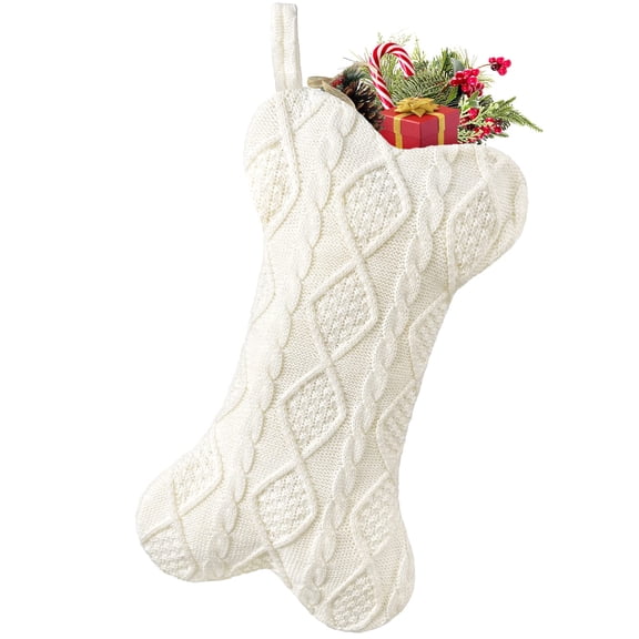 Christmas Stocking, Knit Christmas Stocking for Dogs, Bone Shape Dog Stocking Christmas Large Pet Stockings Hanging Dog Christmas Stocking for Dogs Cats Pets