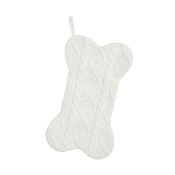 Generic 16.5" Christmas Stocking, Knit White Christmas Stocking for Dogs, Bone Shape Dog Stocking Christmas Large Pet Stockings Hanging Dog Christmas Stocking for Dogs Cats Pets