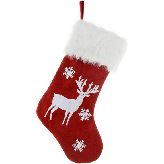 Christmas Stocking with LED Light Christmas Lighted Decorations Personalized Xmas Hanging Stocking Decorations for The Mantle Holiday Christmas Party Family Decor (Deer)