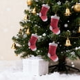 thumbnail image 1 of Christmas Stocking Ornaments, 3pack Glitter Cuff Hanging Decor, Red Grid Baubles, 1 of 5
