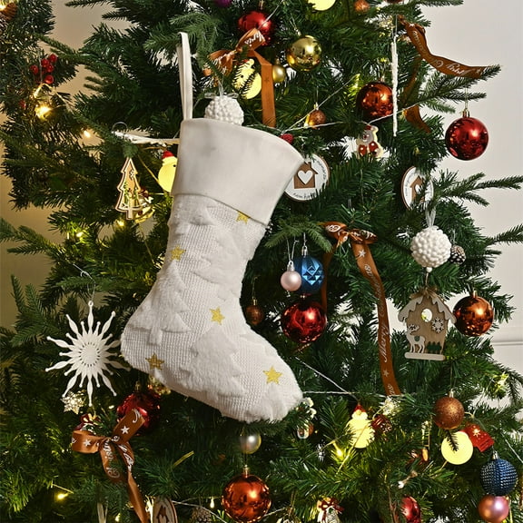 Christmas Stocking - Oversized 67cm Holiday Socks for Gifts, Fireplace Decorations, Stocking Stuffers, Family Traditions, White Polyester