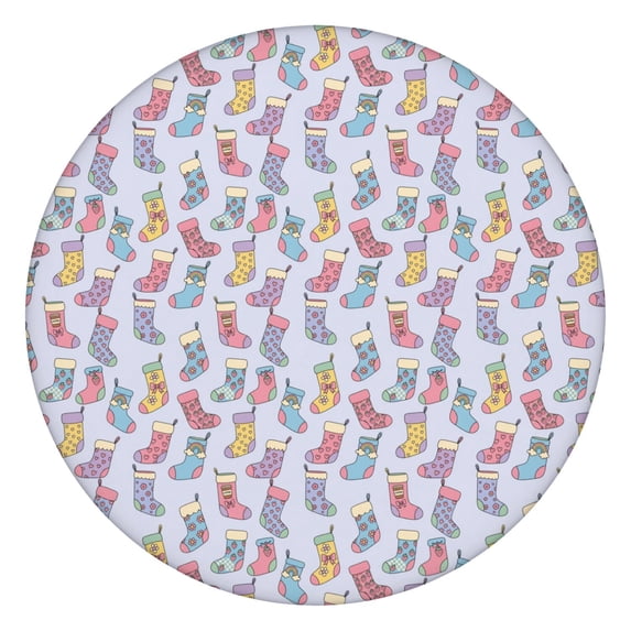 Christmas Stocking Pastel Purple Pattern Round Elastic Tablecloth, 36 ...