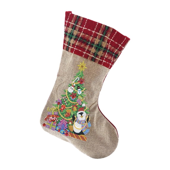 Christmas Stocking Pearl Art DIY Kit, Holiday Pearl Diamond Painting Craft Kit for Adults Beginners, DIY Hanging Stocking Ornament with Pearl Beads, Christmas Home Wall Decor Gift