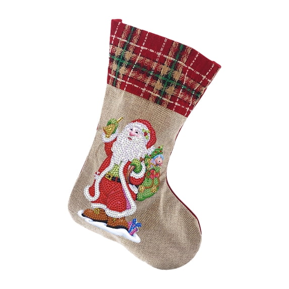 Christmas Stocking Pearl Art DIY Kit, Holiday Pearl Diamond Painting Craft Kit for Adults Beginners, DIY Hanging Stocking Ornament with Pearl Beads, Christmas Home Wall Decor Gift