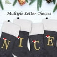 thumbnail image 1 of Christmas Stocking Personalized Monogram, 20 Inches Family Initial Xmas Stockings, Super Soft White Plush Cuff with Deluxe Grey Velvet Body and Gold Letter, 1 of 9