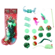 Christmas Stocking Pet Toy Set, Flannel Stocking with Assorted Chew Toys, Holiday Gift Pack for Small Dogs and Cats, Festive Interaction and Play