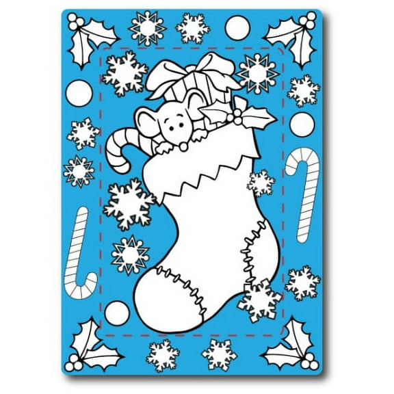 Christmas Stocking Picture Frame DIY Holiday Magnet Decal, 5x7 Inches with a 3.5x5.5 Inch Cut-Out