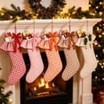 thumbnail image 1 of Christmas Stocking, Plaid Ruffle Mantel Stocking, Checked Stocking with Layered Ruffle Cuff Bow Accent and Hanging Loop for Fireplace, Soft Fabric with DetaiLED Seasonal Styling, 1 of 7