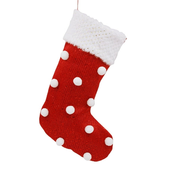 Christmas Stocking with Pom Bow Boho Style Socks Ultra Soft Holder Ornament Luxury Gifts Bags for Family Xmas Tree Party Supplies, Xmas Tree Hanging Decor Holiday Gift Filler