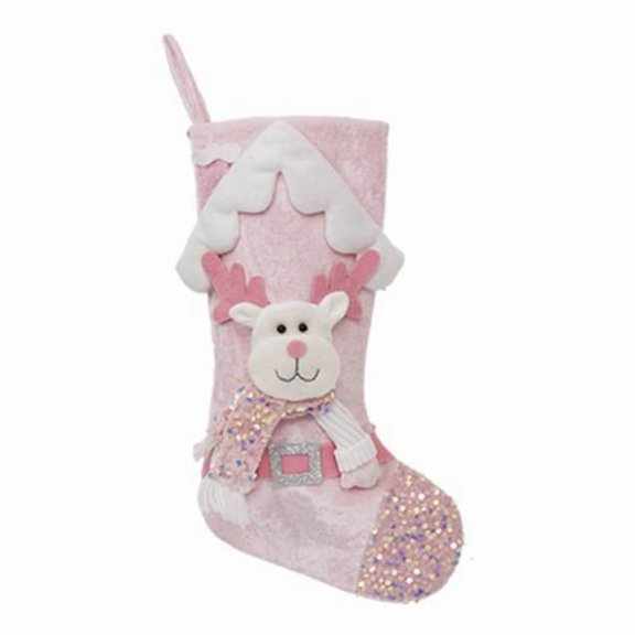 Christmas Stocking Present Bag Hanging Ornament Colorful Sequins Gift Bag Holiday Decoration for Fireplaces and Tree