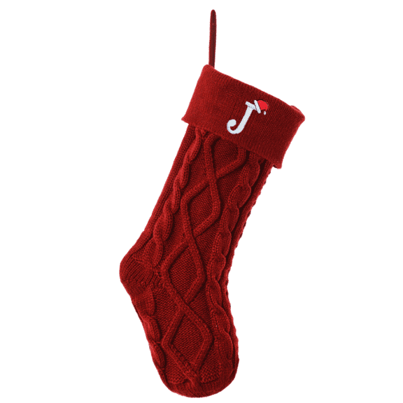 Christmas Stocking Red 18in Knitted Letter J 1 Pack