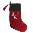 thumbnail image 1 of Christmas Stocking Red & Green Velvet w/Tassel, Rhinestone Monogram V, 1 of 2