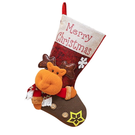 Christmas Stocking Santa Candy Sock Bag Xmas Tree Hanging Decor Gift Holders Kids Candy Bag Xmas for Holiday Party