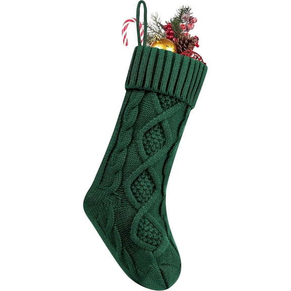 Christmas Stocking Sets 18 Inches Large Size Cable Knitted Stocking Gifts & Decorations for Family Holiday Xmas Party