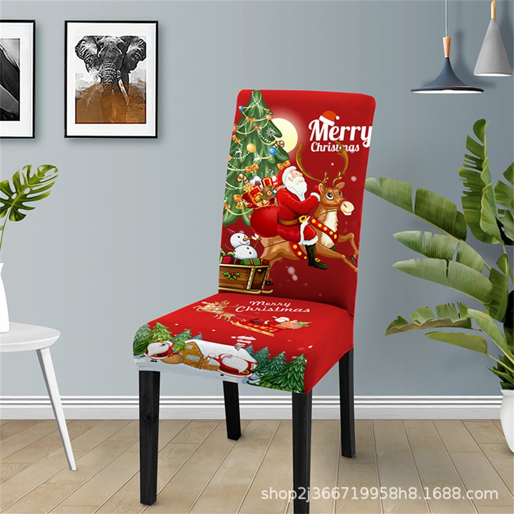 Christmas Stocking Snowman Restaurant elastic chair cover Golden elk