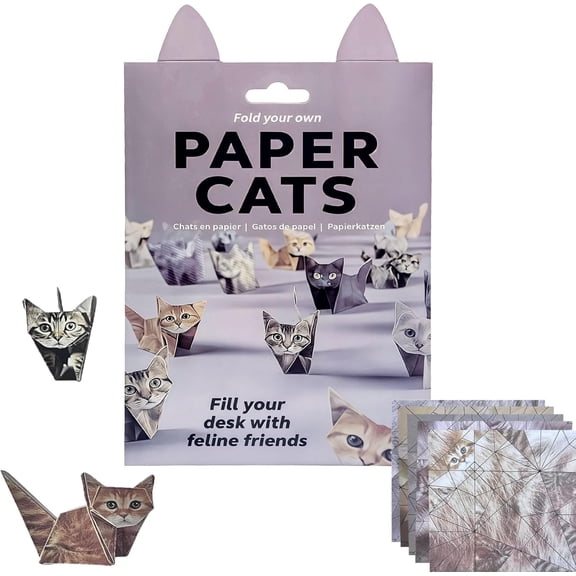 Christmas Stocking Stuffer DIY Paper Cats Origami Kit for Making Cute Origami Cat, Crafts for Adults & Kids Activities Paper Cats for Desk Decoration, Gift for Cat Lovers Who Love