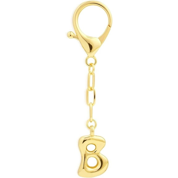 Christmas Stocking Stuffers for Women - Cute Initial Bag Charms, 14K Gold Plated Keychain, Personalized Birthday Gifts